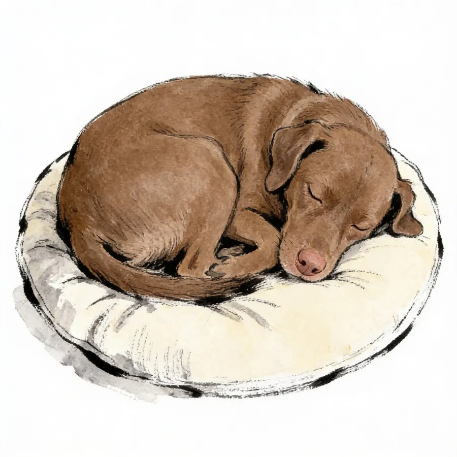 Ilustración de Allita durmiendo en su cojín
